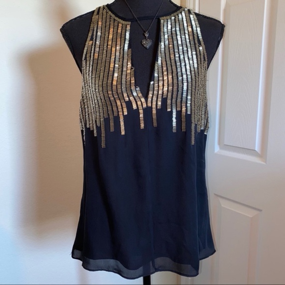 Parker - Black Beaded Top, Small, Beautiful!
